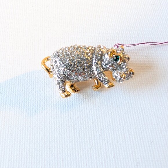 Coro Hippo Mini Brooch – Gold-Tone & Rhinestones - Picture 5 of 16
